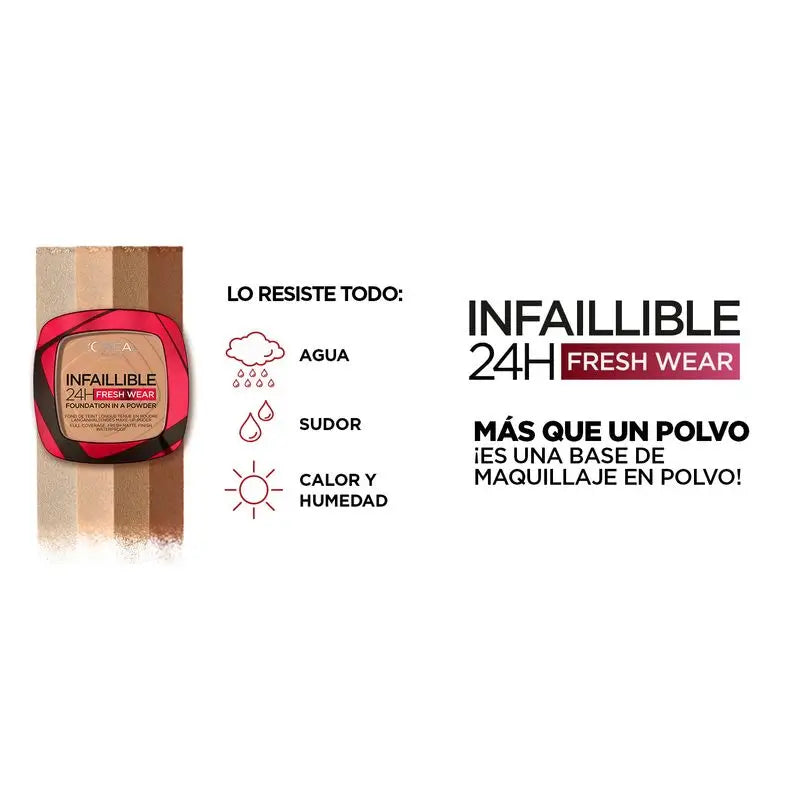L'Oréal Paris Infallible 24H Long Lasting Matte Compact Powder Shade 140 Golden Beige Per pelli medie