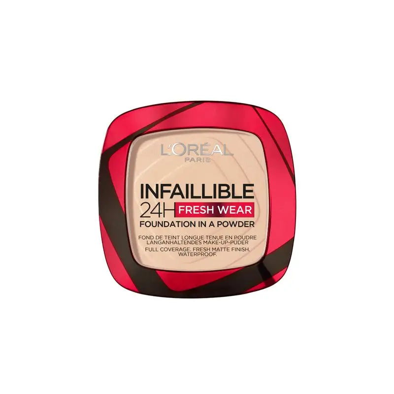 L'Oréal Paris Infallible 24H Long Lasting Matte Compact Powder Shade 20 Ivory per pelli medio-scure