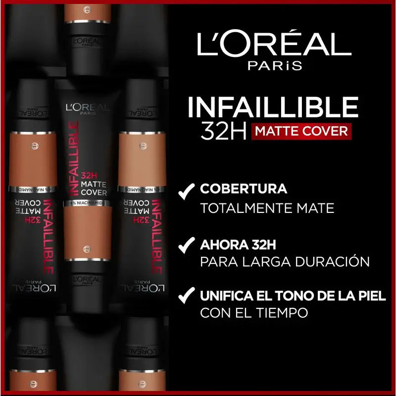L'Oréal Paris Infallible 32H Matte Cover Base Copertura opaca ad alta copertura 115 30Ml Con niacinamide, Spf25, resistente all'acqua