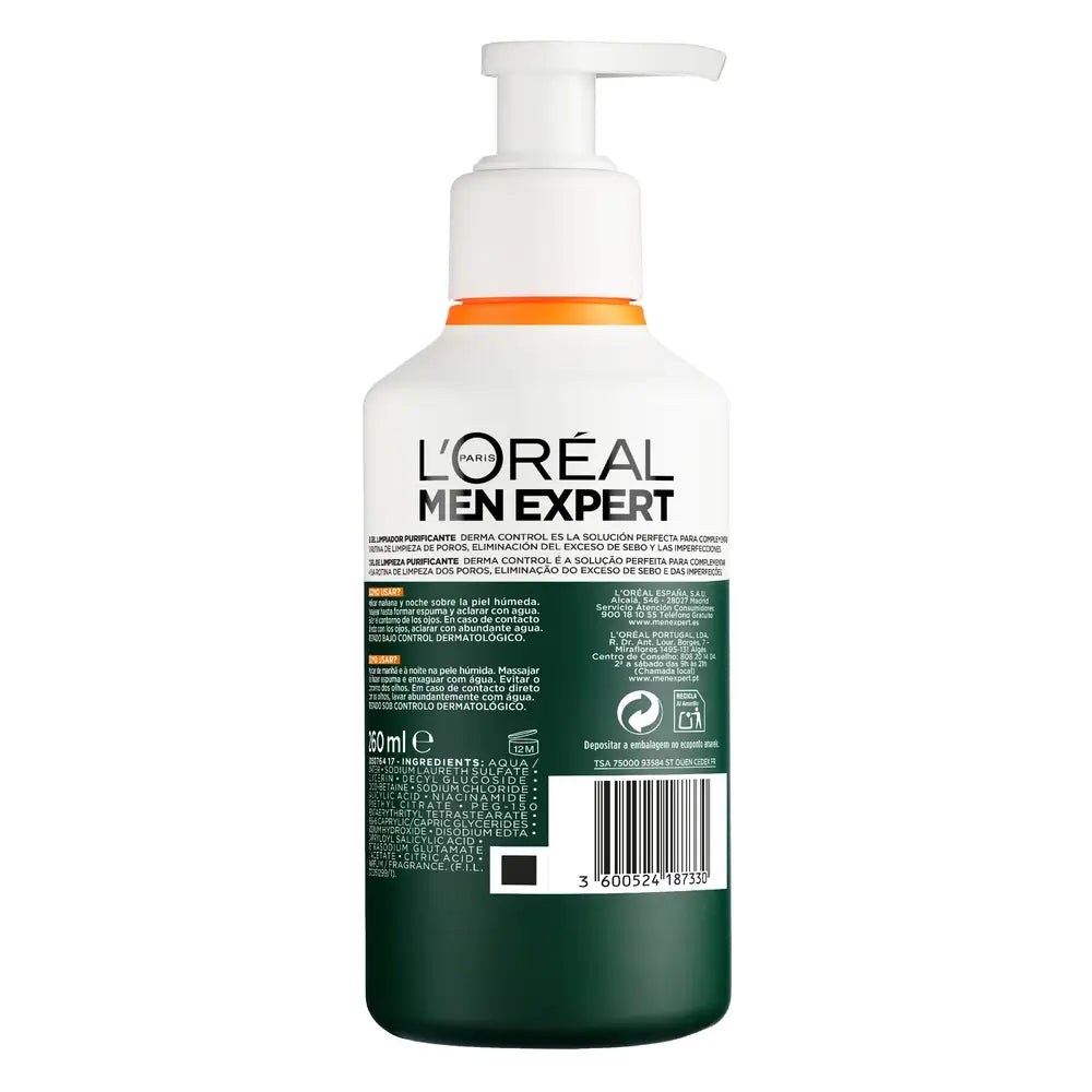 L'Oreal Paris Men Expert Derma Control Gel detergente , 260 ml