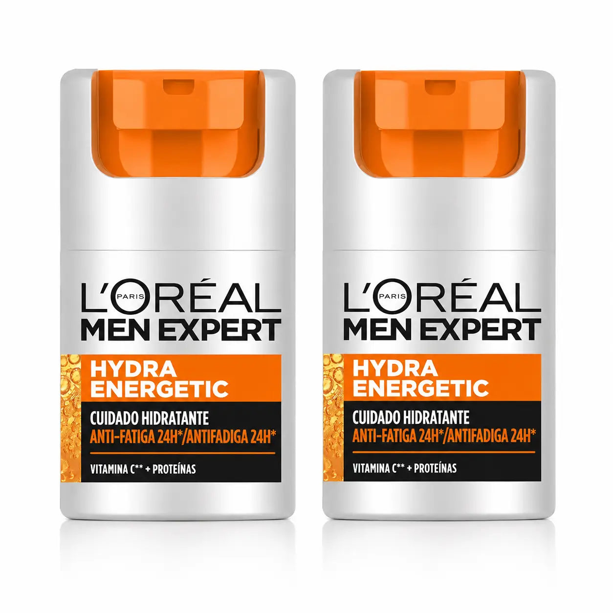 L'Oréal Paris Men Expert Hydra Energetic 24H Crema idratante anti-fatica per uomini con vitamina C e proteine - 50 Ml , confezione da 2