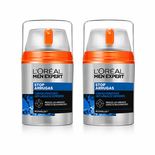 L'Oréal Paris Men Expert Stop-Wrinkle Trattamento Idratante Anti-Espressione Linee per Uomo 50 Ml , confezione da 2