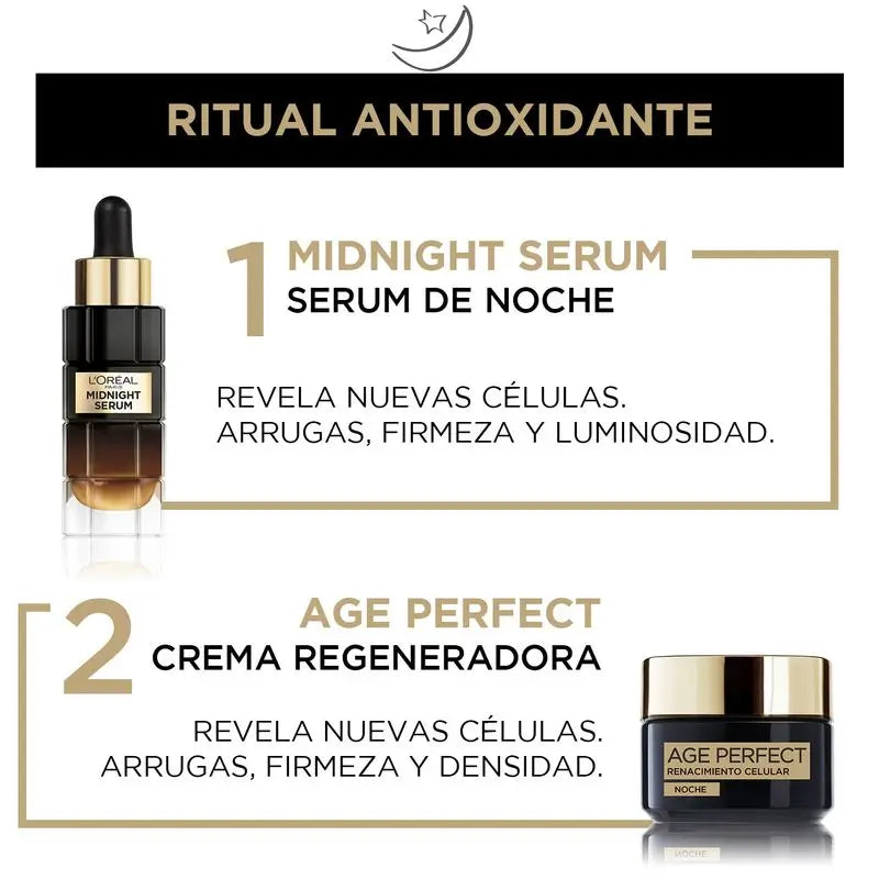L'Oréal Paris Midnight Serum Age Perfect Cellular Revival, con complesso antiossidante, siero viso notte