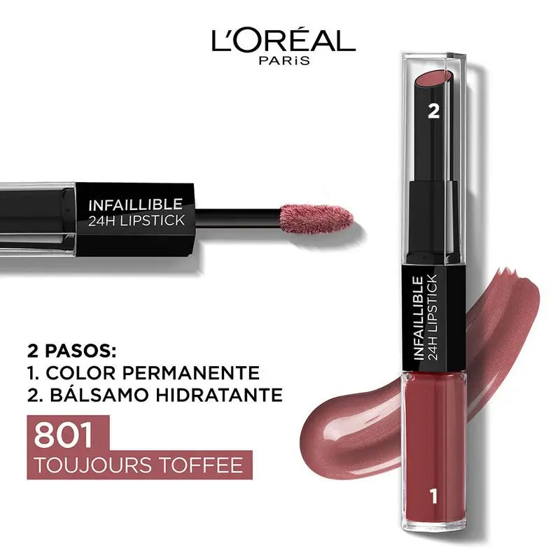 L'Oréal Paris 24H Infallible Rossetto Permanente Tonalità 801 Toujours Toffee