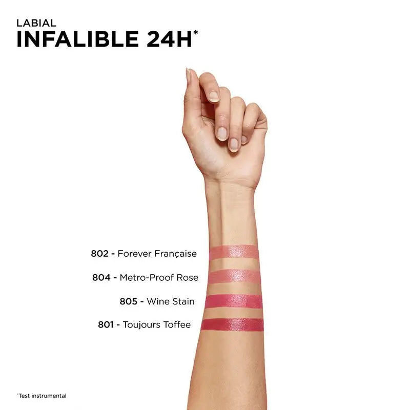 L'Oréal Paris 24H Infallible Rossetto Permanente Tonalità 801 Toujours Toffee