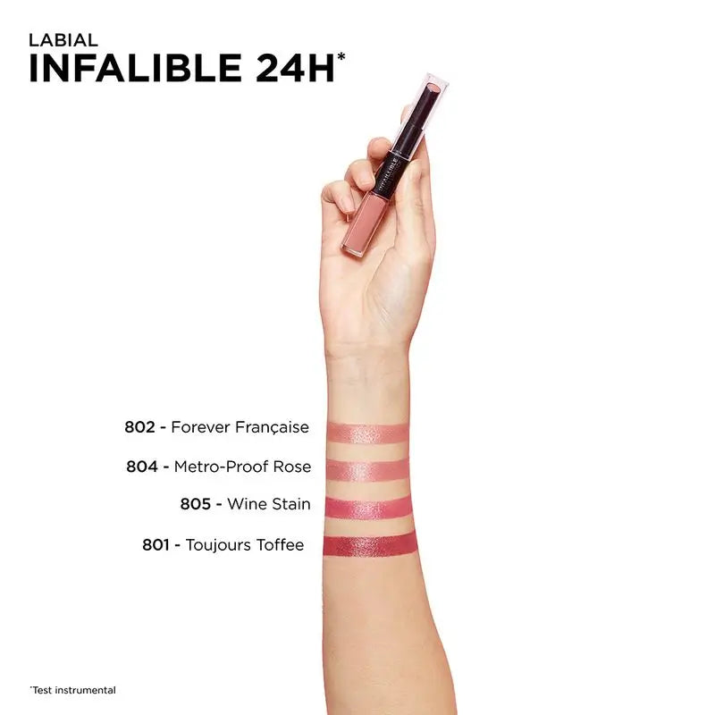 L'Oréal Paris 24H Infallible Rossetto Permanente Tonalità 801 Toujours Toffee