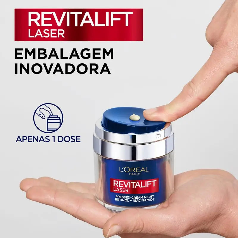 L'Oréal Paris Pressed Laser Revitalift Crema Notte con Retinolo + Niacidamide Formato monodose, 50ml