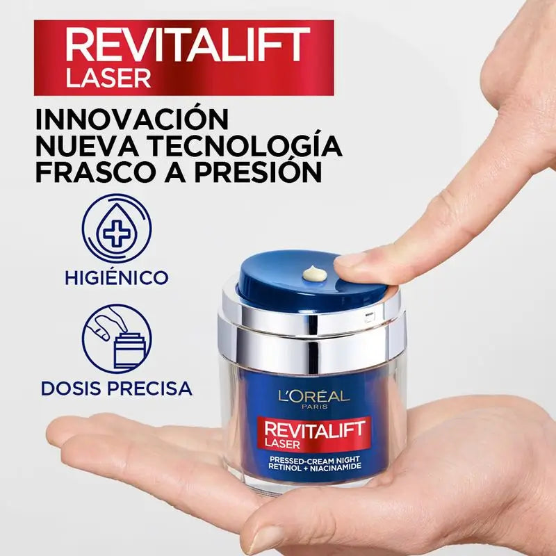 L'Oréal Paris Pressed Laser Revitalift Crema Notte con Retinolo + Niacidamide Formato monodose, 50ml