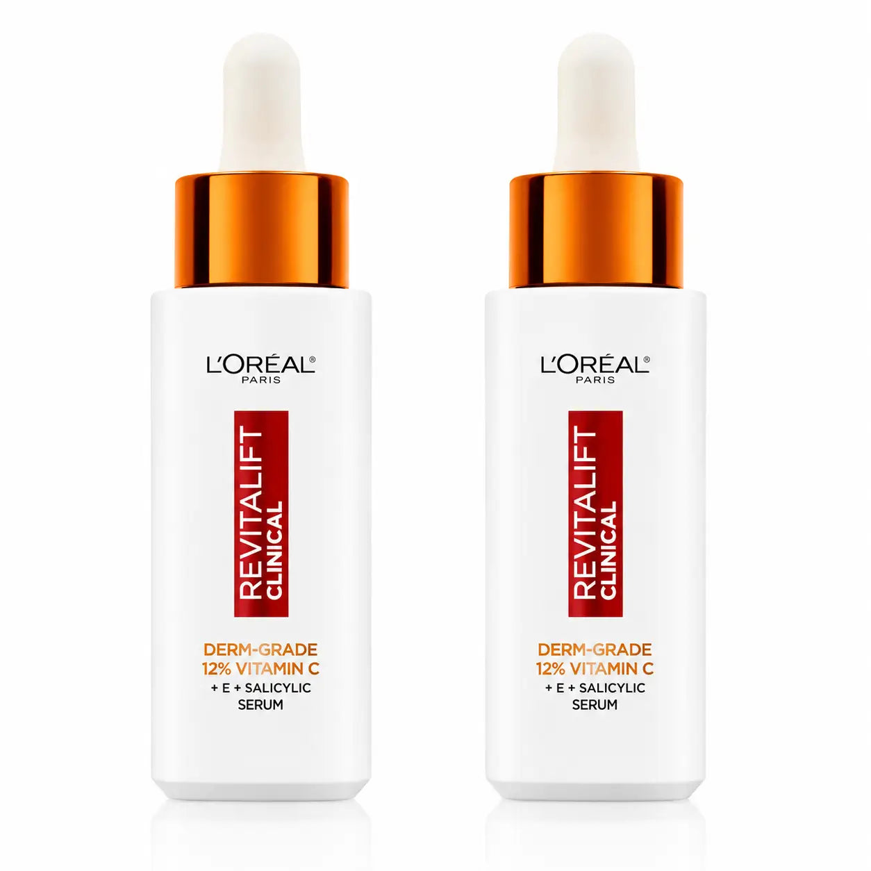 L'Oréal Paris Revitalift Clinical Serum [Siero antirughe] Con il 12% di vitamina C pura + vitamina E + acido salicilico, confezione da 2