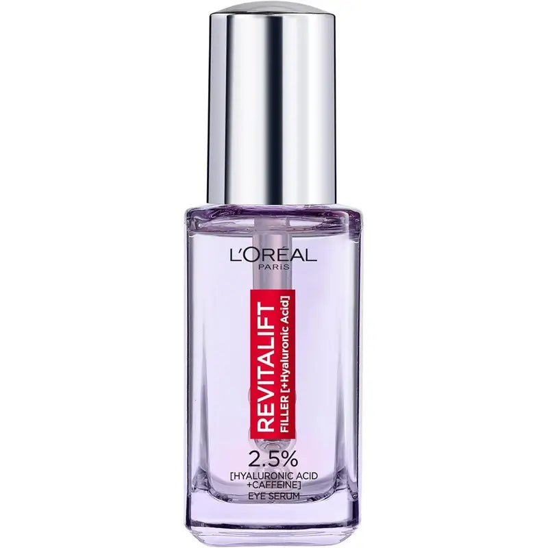 L'Oréal Paris Revitalift Filler Eye Serum: 2,5% Acido Ialuronico e Caffeina, Triplo Roll-On
