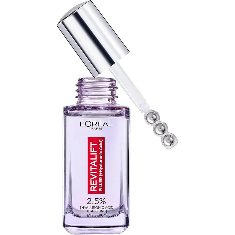 L'Oréal Paris Revitalift Filler Eye Serum: 2,5% Acido Ialuronico e Caffeina, Triplo Roll-On