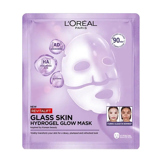 L'Oréal Paris Tissue Mask Revitalift Filler Glass Skin Hydrogel Facial Mask , 1 unità