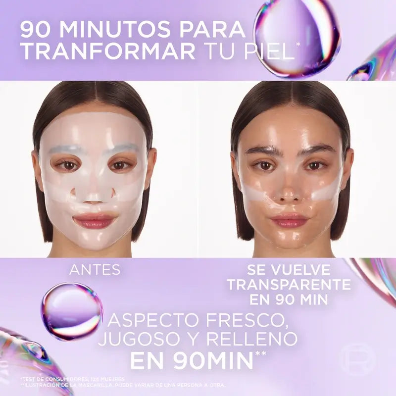 L'Oréal Paris Tissue Mask Revitalift Filler Glass Skin Hydrogel Facial Mask , 1 unità
