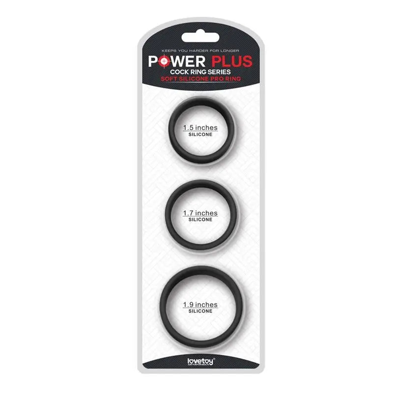 Lovetoy 3 confezioni di 3 anelli neri per il pene Power Ring