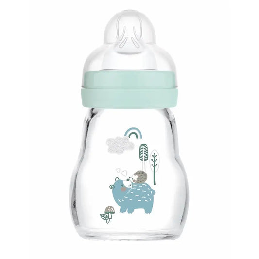 Biberon di cristallo Mam Baby Feel Good Blue Matt, 170 ml