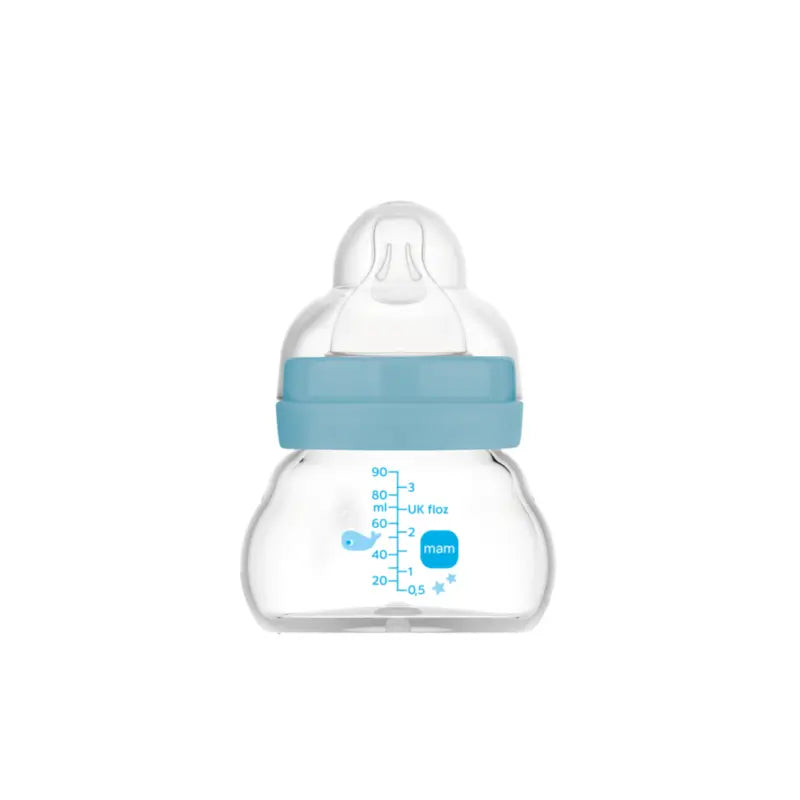 Biberon di cristallo Mam Baby Feel Good Blu opaco, 90 ml