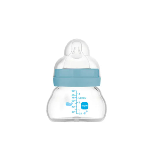 Biberon di cristallo Mam Baby Feel Good Blu opaco, 90 ml