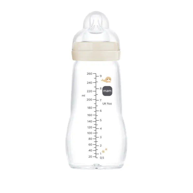 Mam Baby Biberon in vetro Feel Good Neutro Opaco, 260 ml