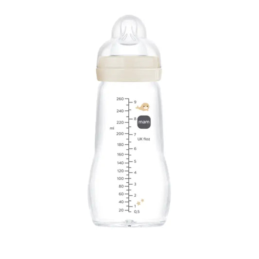 Mam Baby Biberon in vetro Feel Good Neutro Opaco, 260 ml