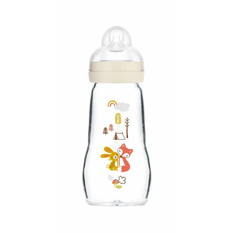 Mam Baby Biberon in vetro Feel Good Neutro Opaco, 260 ml
