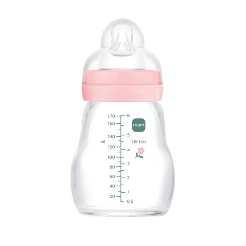 Biberon di cristallo Mam Baby Feel Good Matt Pink, 170 ml