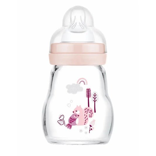 Biberon di cristallo Mam Baby Feel Good Matt Pink, 170 ml
