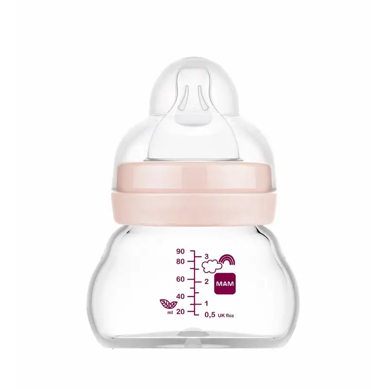 Biberon di cristallo Mam Baby Feel Good Matt Pink, 90 ml