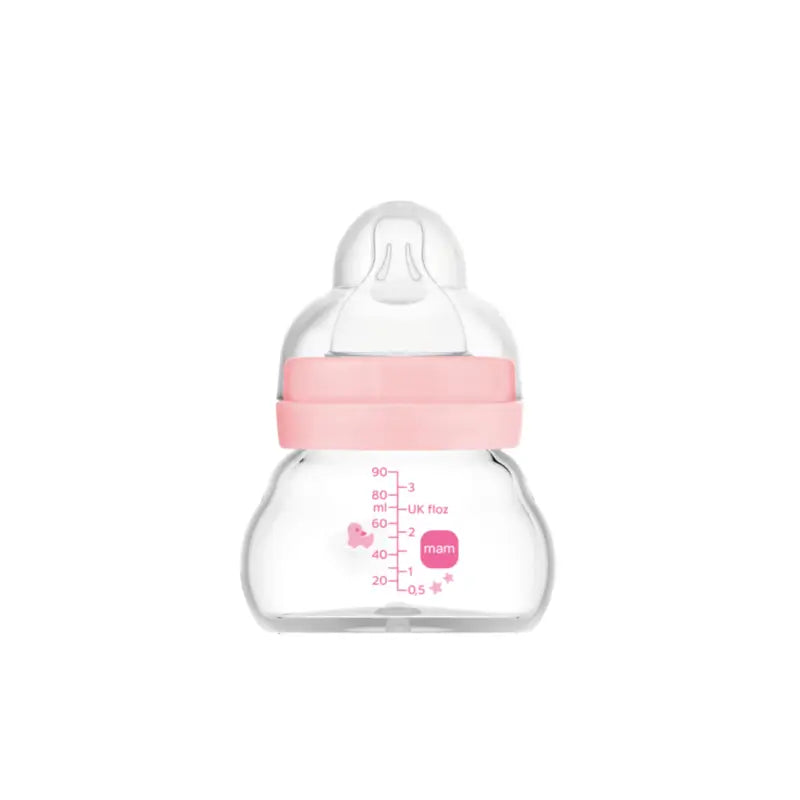 Biberon di cristallo Mam Baby Feel Good Matt Pink, 90 ml