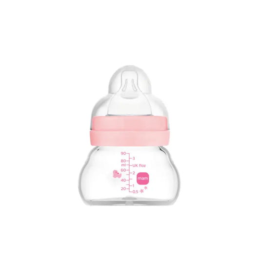 Biberon di cristallo Mam Baby Feel Good Matt Pink, 90 ml