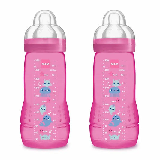 Biberon Mam Baby Easy Active Rosa brillante, 2X330Ml