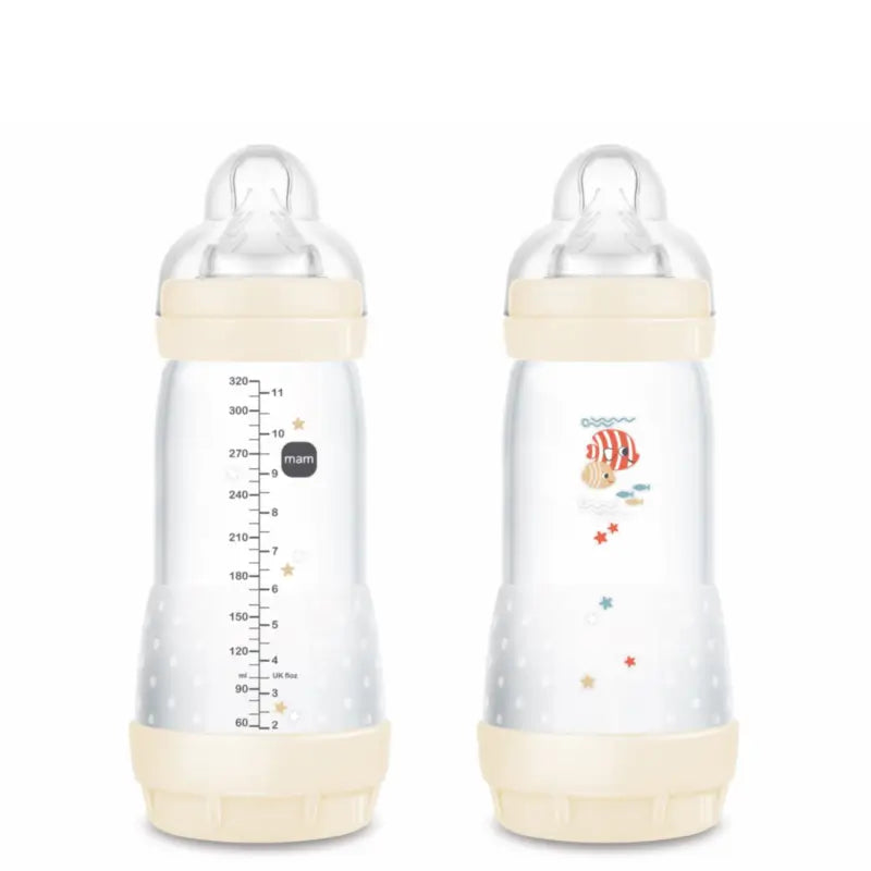 Mam Baby Easy Start Bottiglia neutra anticolica lucida, 2X320Ml