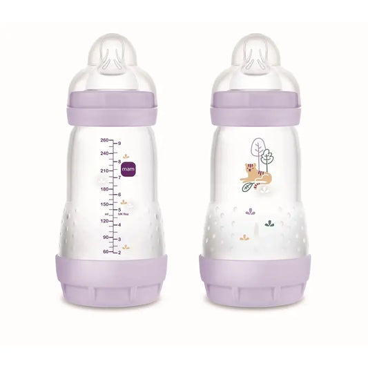 Biberon Mam Baby Easy Start Anticolica Rosa Opaco, 2X260Ml