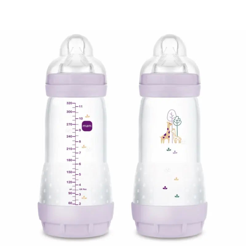 Biberon Mam Baby Easy Start Anticolica Rosa Opaco, 2X320Ml