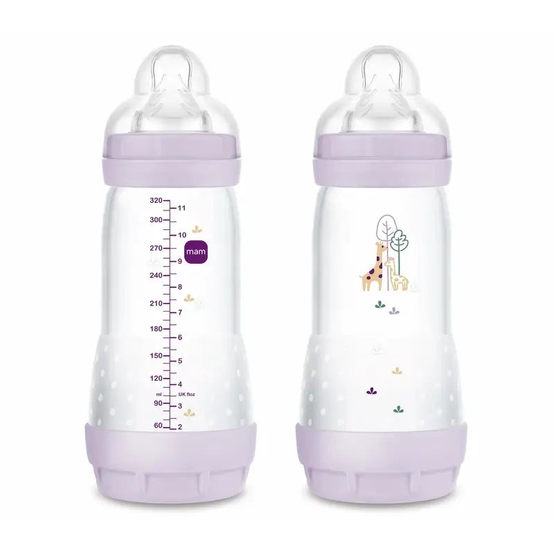 Biberon Mam Baby Easy Start Anticolica Rosa Opaco, 2X320Ml