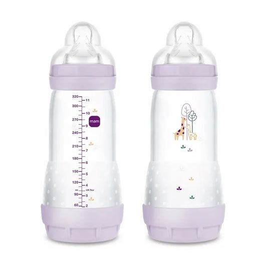 Biberon Mam Baby Easy Start Anticolica Rosa Opaco, 2X320Ml