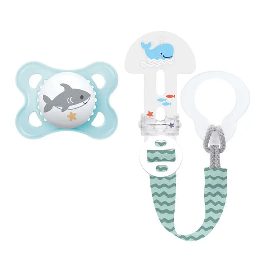 Mam Baby Clip It Clip con clip in silicone con ciuccio blu 2-6M