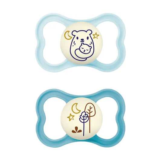 Mam Baby Pacifier Air Night Silicone Blu +16M, 2 unità