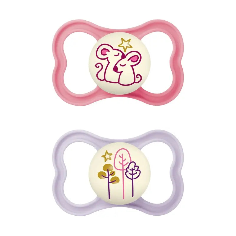 Mam Baby Pacifier Air Night Silicone Rosa +16M, 2 unità