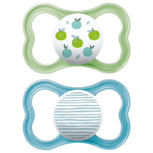 Mam Baby Pacifier Air Silicone Blu e Verde +6M, 2 unità