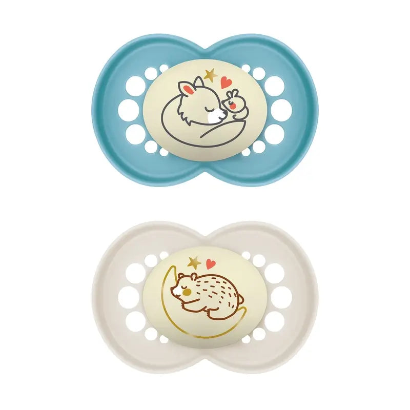Mam Baby Pacifier Original Night Silicone Blu +6M, 2 unità