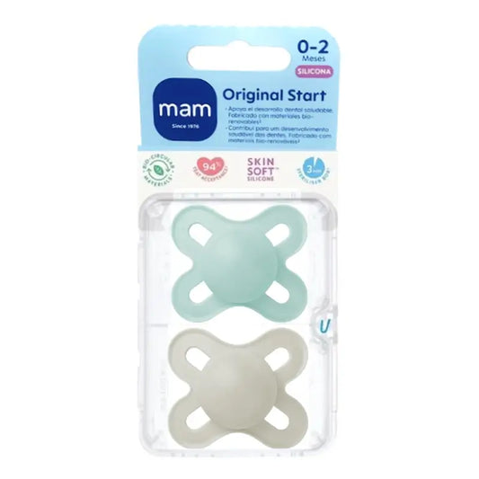 Mam Baby Soother Original Start Silicone Neutro 0-2M, 2 unità