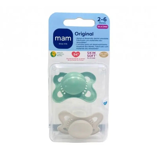 Mam Baby Pacifier Original Start Silicone Neutro 2-6M, 2 unità