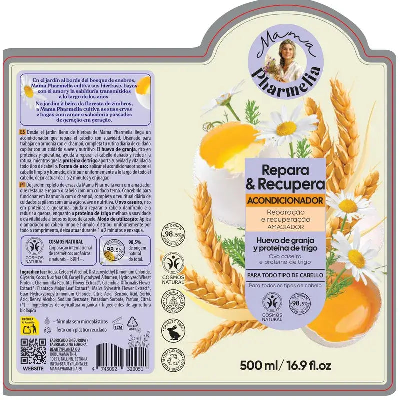 Mama Pharmelia Balsamo Ripara e Recupera Proteine dell'Uovo e del Grano, 500 Ml