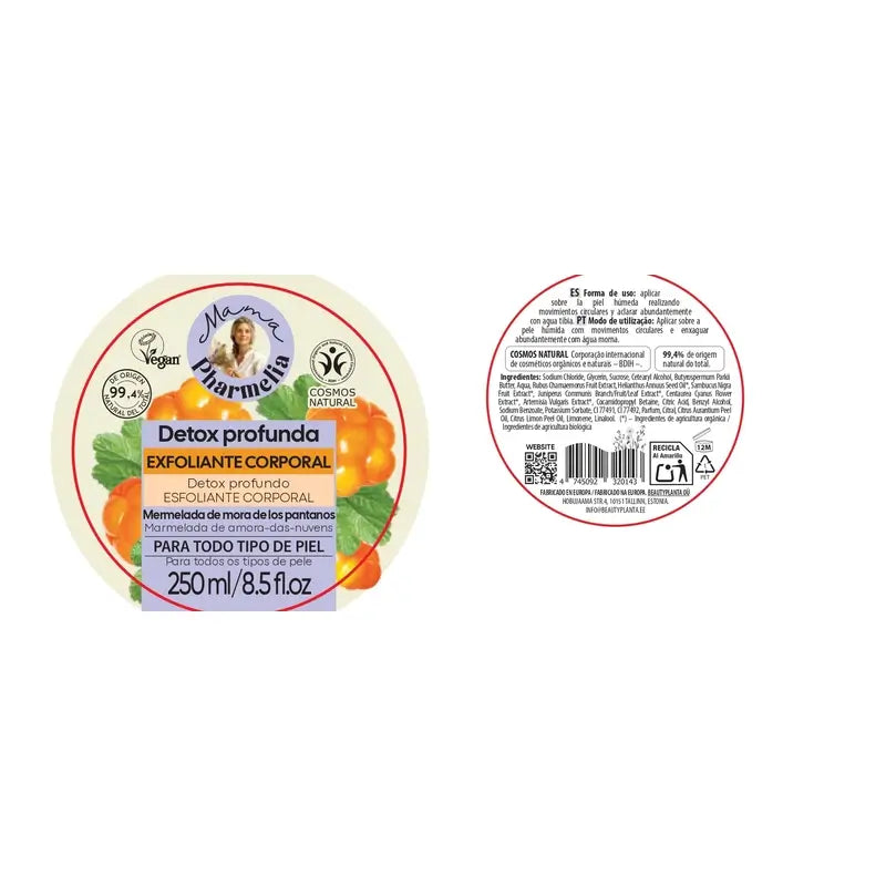 Mama Pharmelia Scrub corpo detossinante profondo con marmellata di mirtilli, 250 Ml