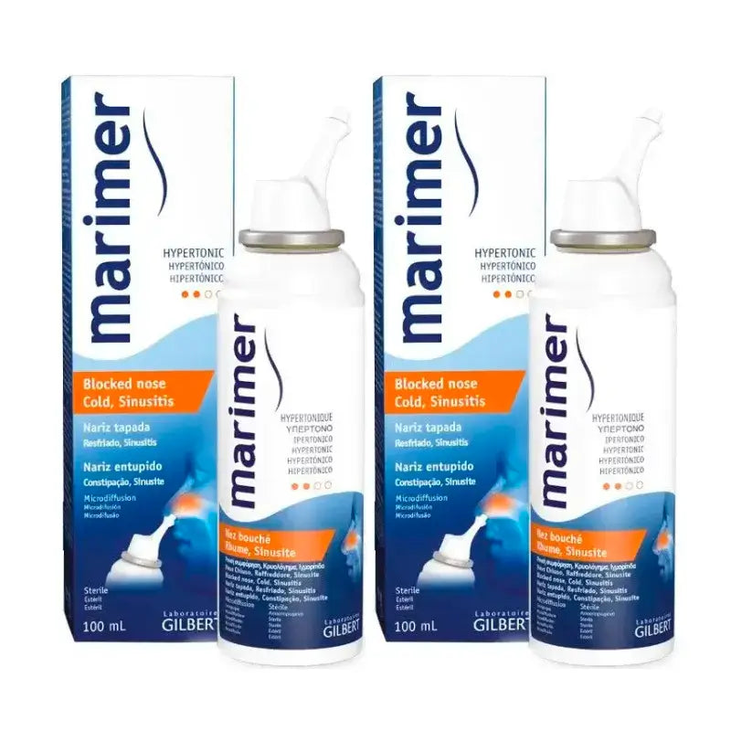 Marimer Acqua di mare spray nasale ipertonico, confezione da 2 x 100 ml