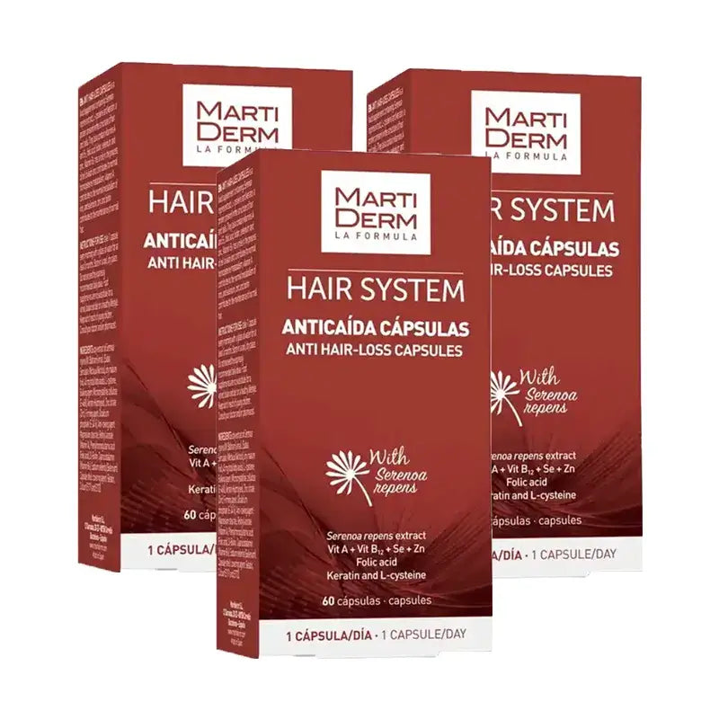 Martiderm Hair System Capsule per la perdita dei capelli, confezione da 3 x 60 capsule