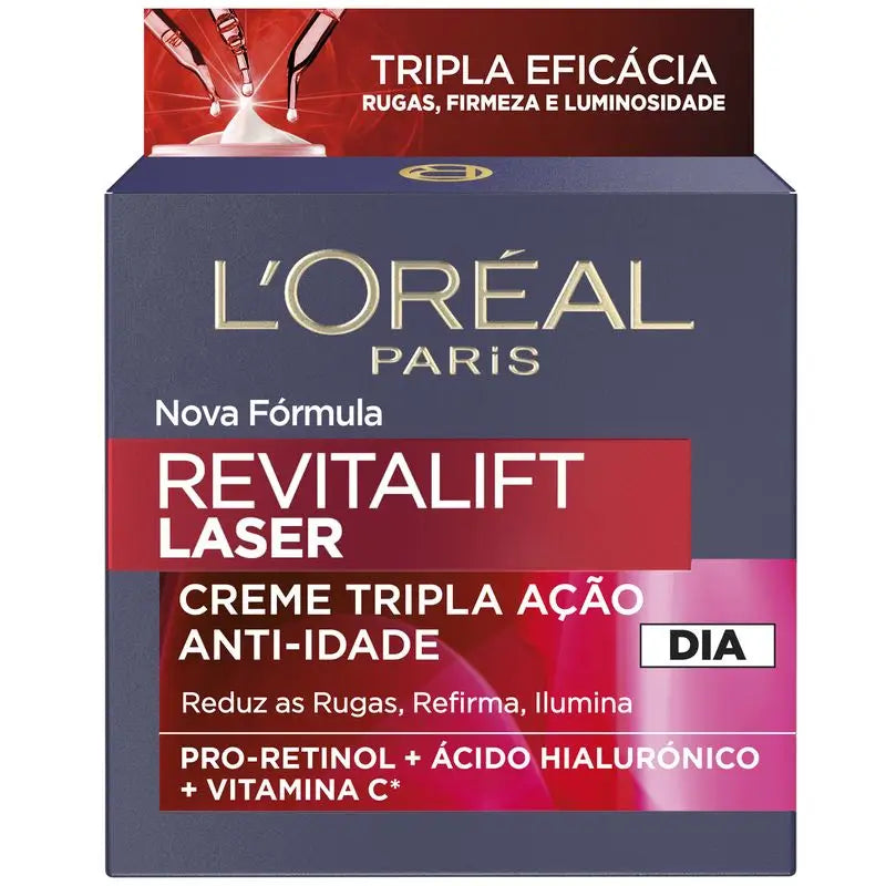 L'Oréal Paris Revitalift Laser, Crema giorno intensiva anti-età con vitamina C, pro-retinolo e acido ialuronico, 50ml