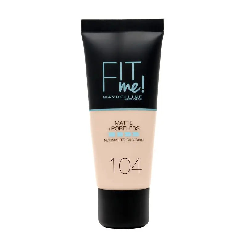 Maybelline New York Fit Me Matte and Refine Foundation Fondotinta Ombra 104 Avorio Morbido Calca il tono e la consistenza della pelle molto chiara - 30Ml