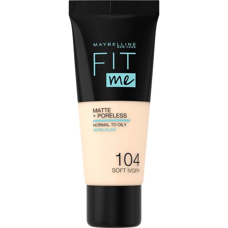 Maybelline New York Fit Me Matte and Refine Foundation Fondotinta Ombra 104 Avorio Morbido Calca il tono e la consistenza della pelle molto chiara - 30Ml