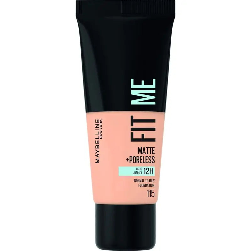 Maybelline New York Fit Me Matte and RefinePores Foundation tonalità 115 corrisponde al tono e alla consistenza della pelle chiara, 30M